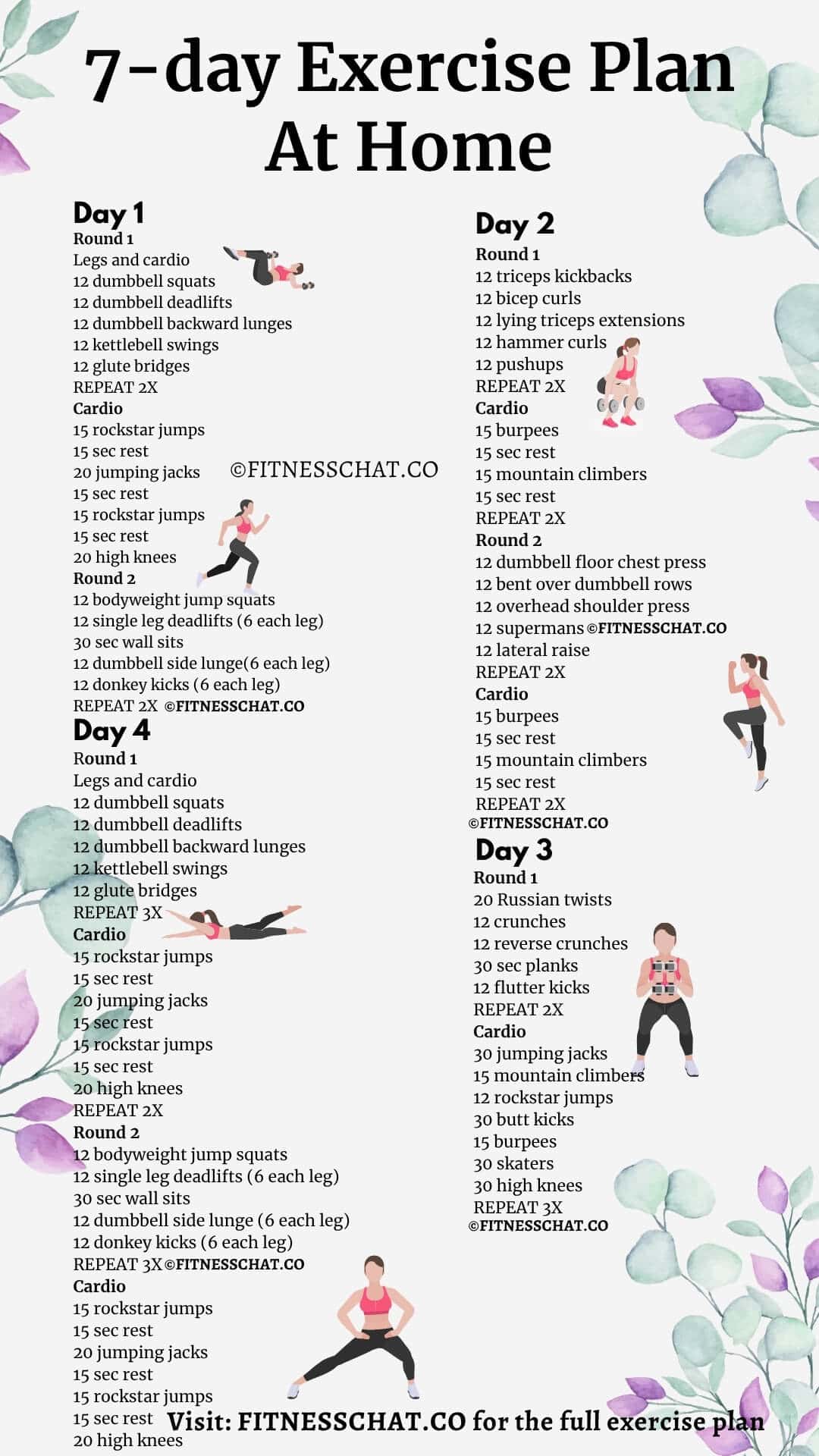 7 day exercise plan at home 